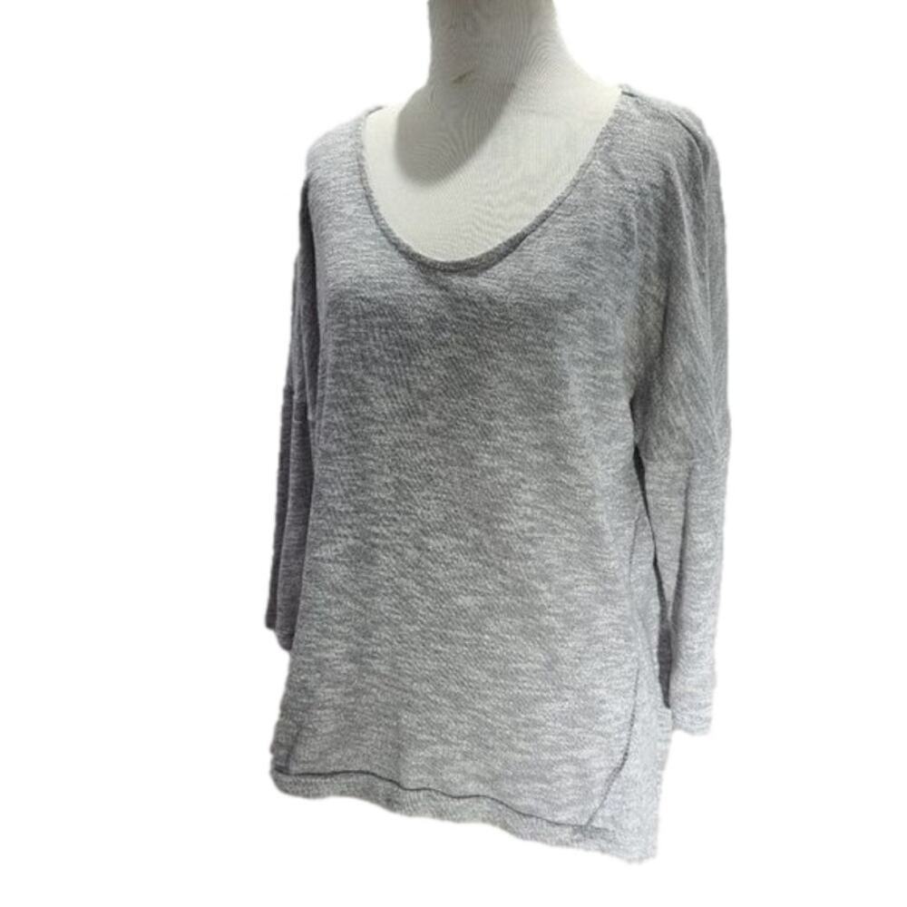 A.N.A Gray three quarter sleeve sweater Hi Low cut
